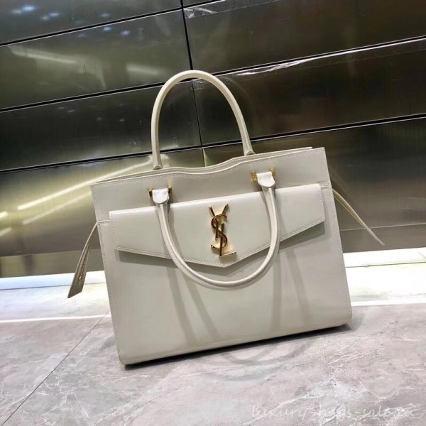 saint laurent up town medium tote bag white
