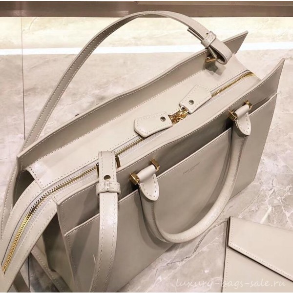 saint laurent up town medium tote bag white