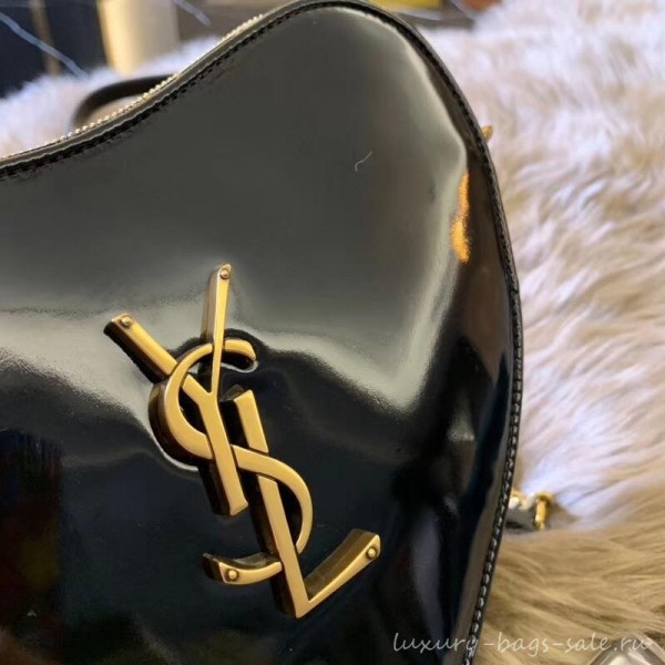 Saint Laurent Monogram Heart Cross Body Bag in Patent Leather 540694 Black 2018