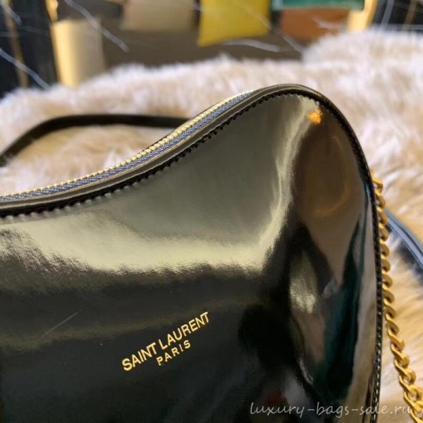 Saint Laurent Monogram Heart Cross Body Bag in Patent Leather 540694 Black 2018