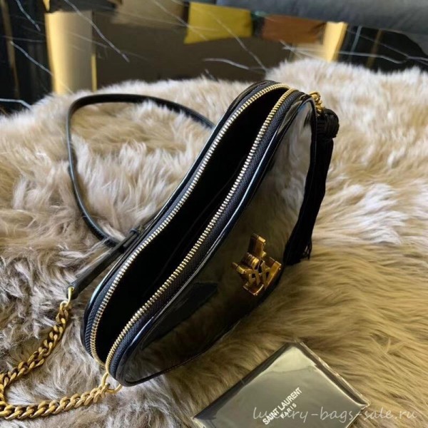 Saint Laurent Monogram Heart Cross Body Bag in Patent Leather 540694 Black 2018