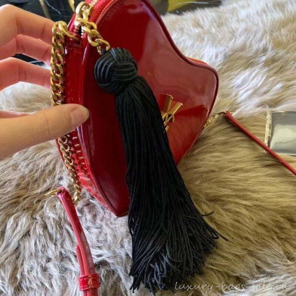 Saint Laurent Monogram Heart Cross Body Bag in Smooth Leather 540694 Red 2018