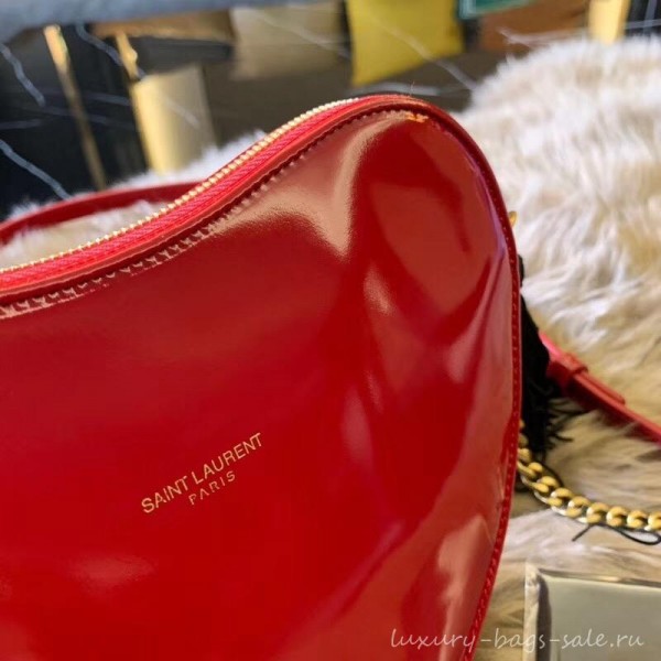Saint Laurent Monogram Heart Cross Body Bag in Smooth Leather 540694 Red 2018