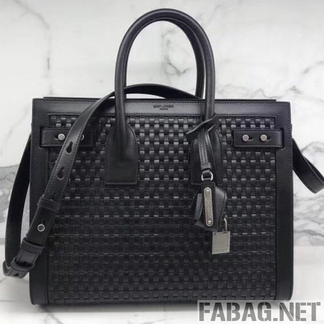 Saint Laurent Classic Small Sac De Jour Bag in Weaved Leather Black 2018 (1A130-8101129 )