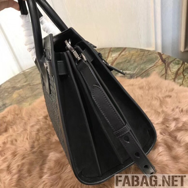 Saint Laurent Classic Small Sac De Jour Bag in Weaved Leather Black 2018 (1A130-8101129 )