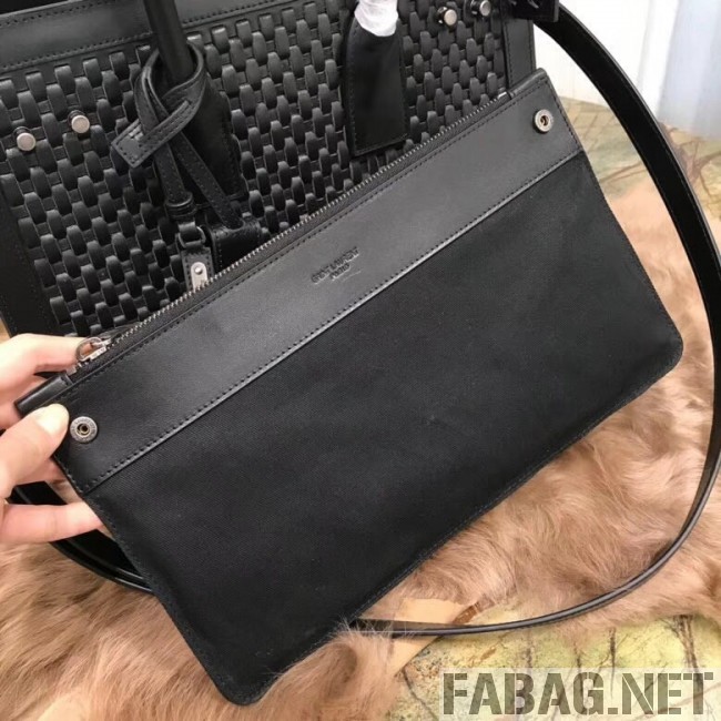 Saint Laurent Classic Small Sac De Jour Bag in Weaved Leather Black 2018 (1A130-8101129 )