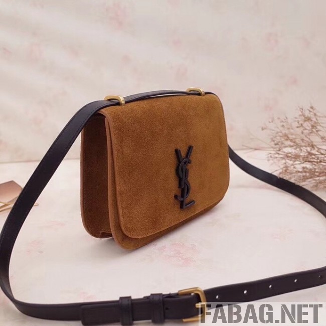 Saint Laurent Spontini Small Satchel in Suede Leather Brown 2018 (2A043-8101131 )