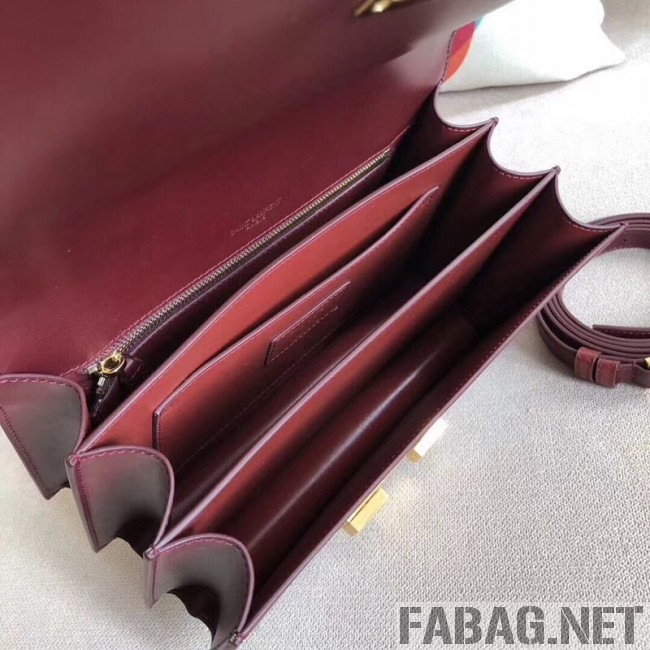 Saint Laurent Domino Medium in Smooth Leather 5387910 Burgundy 2018 (A-8111309 )