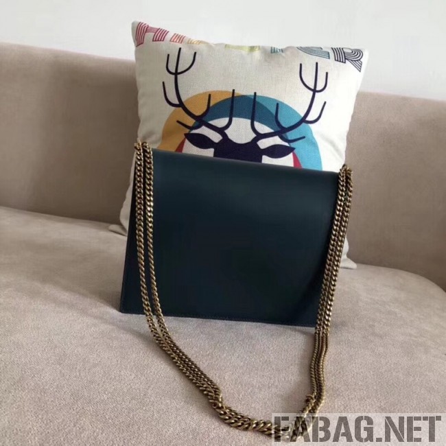 Saint Laurent Cassandra Monogram Clasp Bag in Smooth Leather 5327500 Green 2018 (A-8111311 )