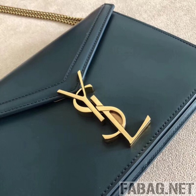 Saint Laurent Cassandra Monogram Clasp Bag in Smooth Leather 5327500 Green 2018 (A-8111311 )