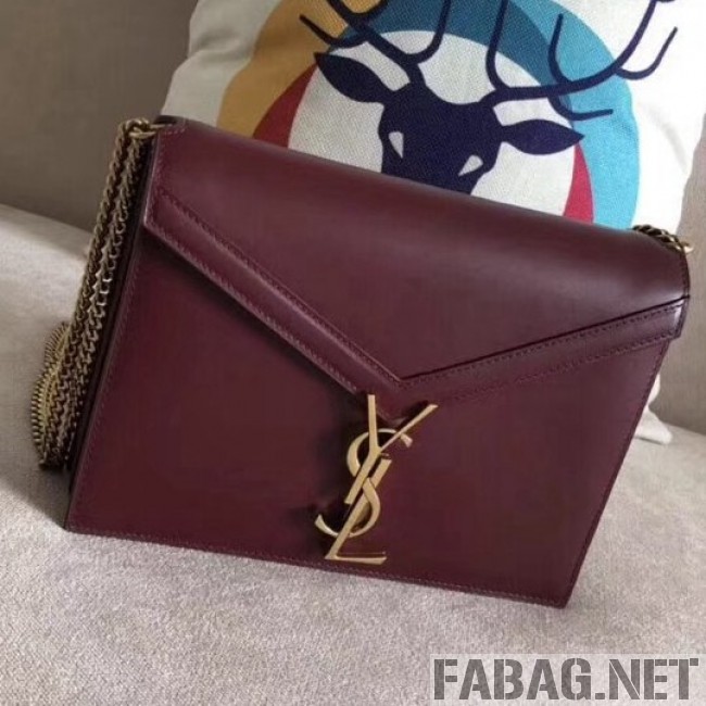 Saint Laurent Cassandra Monogram Clasp Bag in Smooth Leather 5327500 Burgundy 2018 (A-8111312 )