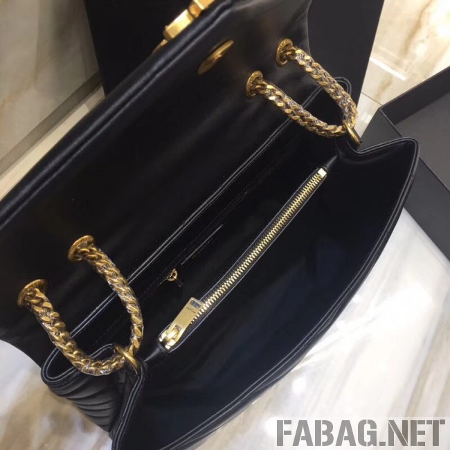 Saint Laurent 459749 LouLou Chain bag in Black "Y" Matelassé Leather(Gold-tone Metal) (A69-8113001 )