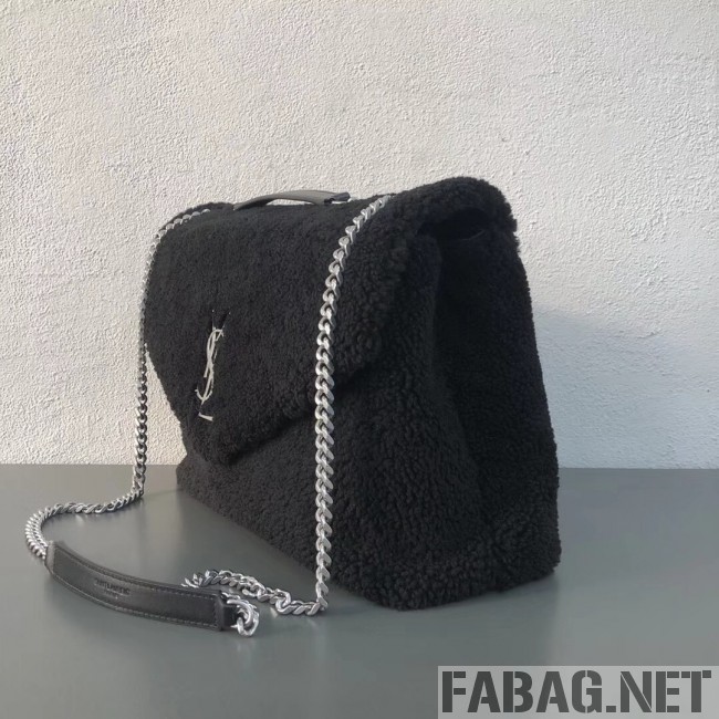 Saint Laurent Loulou Medium Bag in Shearling 5316460 Black 2018 (2A055-8121015 )