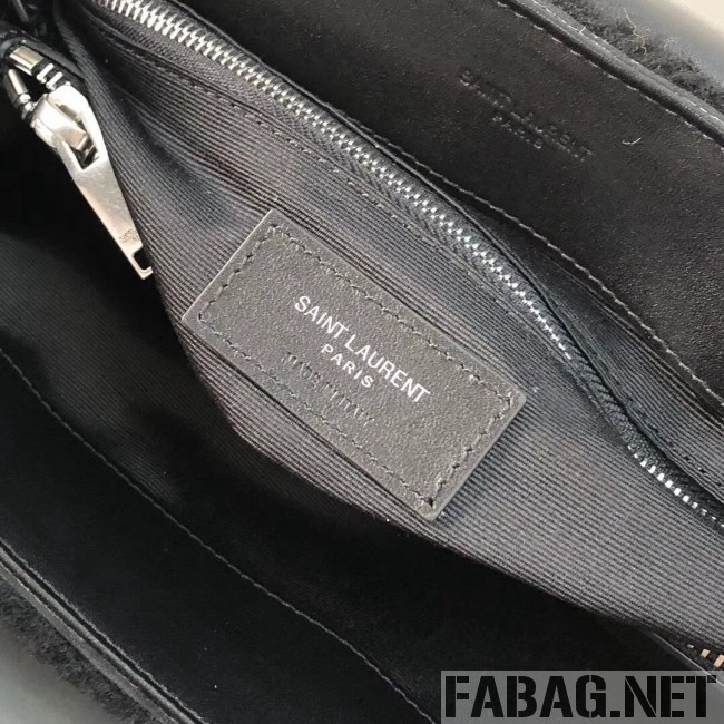 Saint Laurent Loulou Medium Bag in Shearling 5316460 Black 2018 (2A055-8121015 )