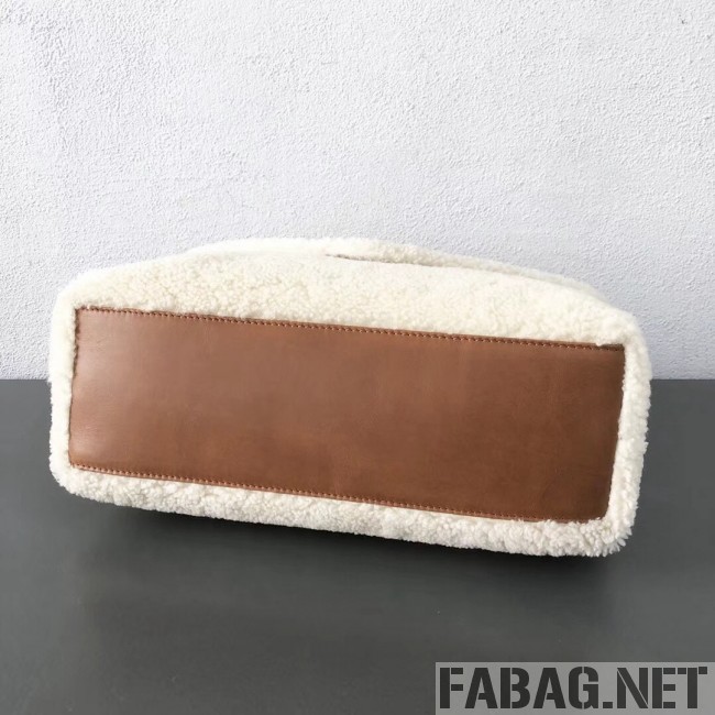 Saint Laurent Loulou Medium Bag in Shearling 5316460 White 2018 (2A055-8121017 )