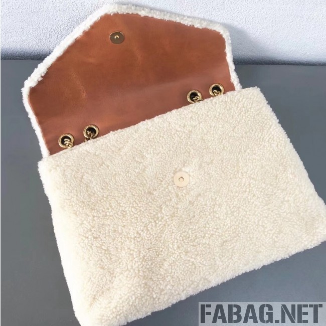 Saint Laurent Loulou Medium Bag in Shearling 5316460 White 2018 (2A055-8121017 )