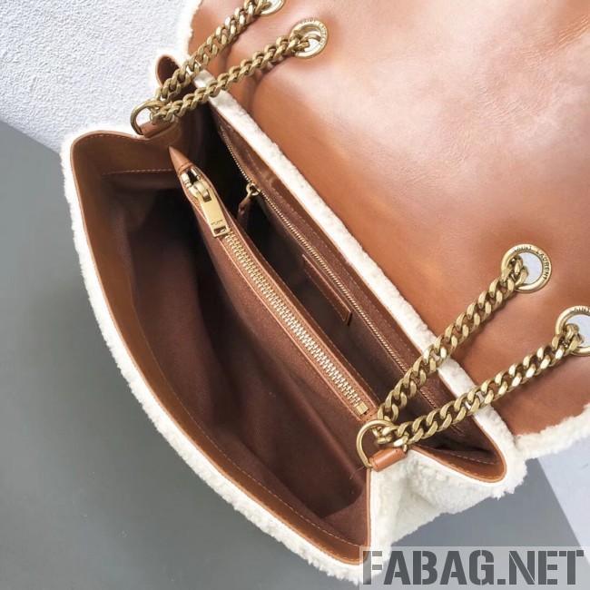 Saint Laurent Loulou Medium Bag in Shearling 5316460 White 2018 (2A055-8121017 )
