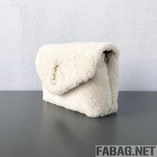 Saint Laurent Loulou Small Bag in Shearling White 2018 (2A055-8121018 )