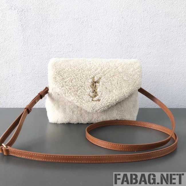 Saint Laurent Loulou Small Bag in Shearling White 2018 (2A055-8121018 )