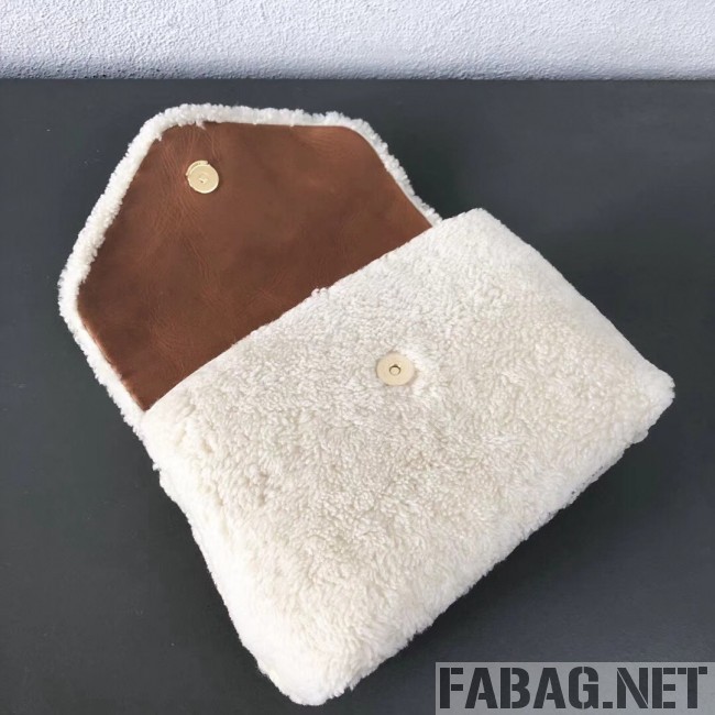 Saint Laurent Loulou Small Bag in Shearling White 2018 (2A055-8121018 )