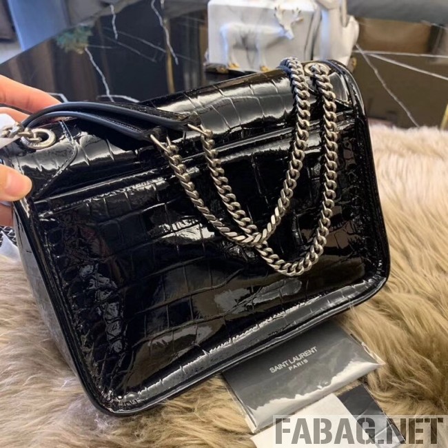 Saint Laurent Niki Baby in Crocodile Embossed Leather 533037 Black 2018 (WMJ-9021832 )
