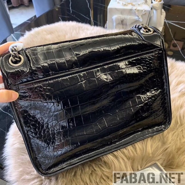 Saint Laurent Niki Medium in Crocodile Embossed Leather 533037 Black 2018 (WMJ-9021833 )
