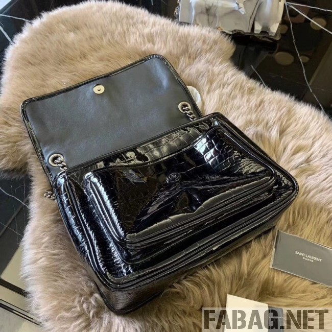 Saint Laurent Niki Medium in Crocodile Embossed Leather 533037 Black 2018 (WMJ-9021833 )