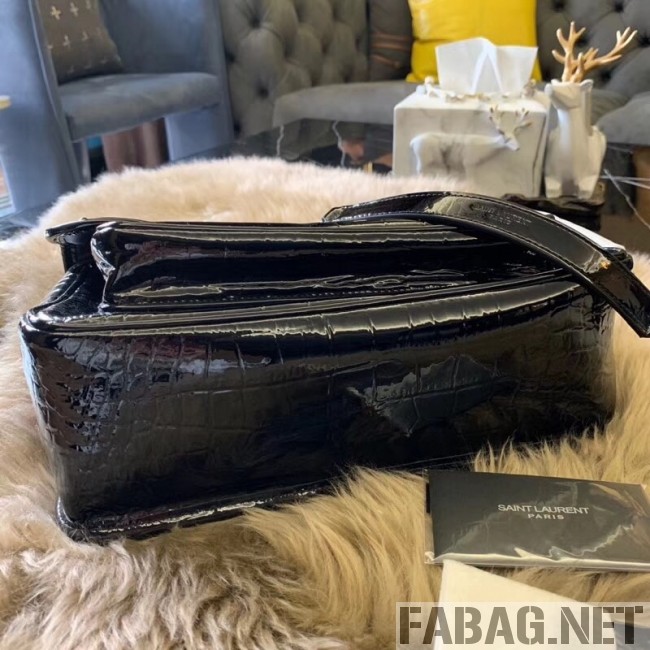Saint Laurent Niki Medium in Crocodile Embossed Leather 533037 Black 2018 (WMJ-9021833 )