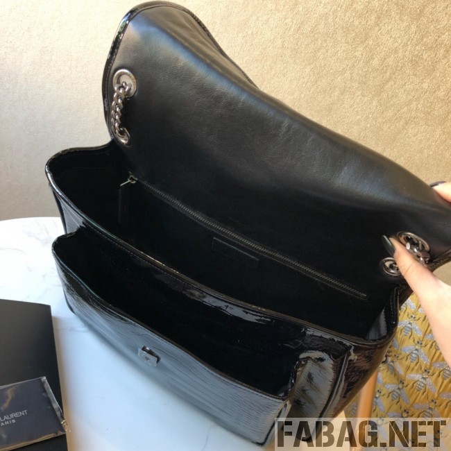 Saint Laurent Niki Large in Crocodile Embossed Leather 533037 Black 2018 (WMJ-9021834 )
