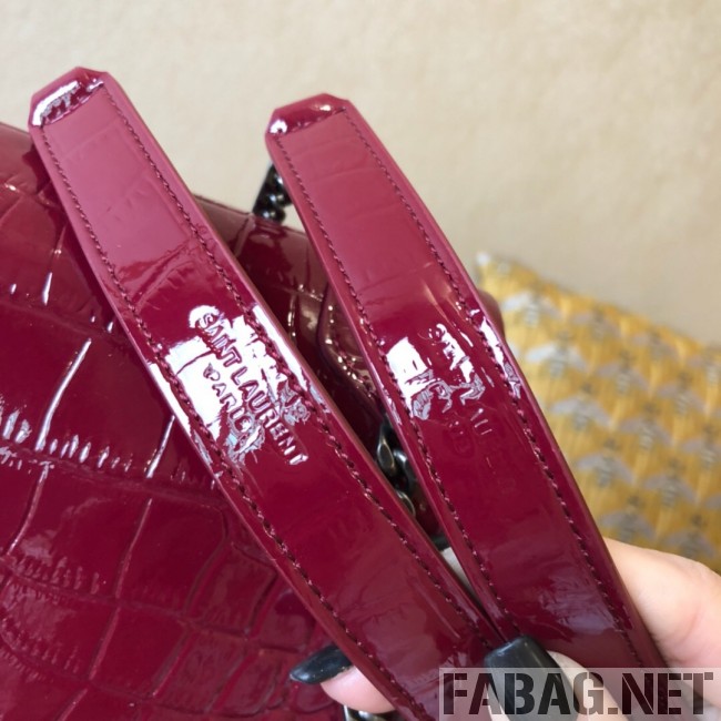 Saint Laurent Niki Baby in Crocodile Embossed Leather 533037 Burgundy 2018 (WMJ-9021835 )