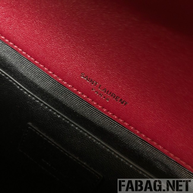 Saint Laurent Niki Baby in Crocodile Embossed Leather 533037 Burgundy 2018 (WMJ-9021835 )