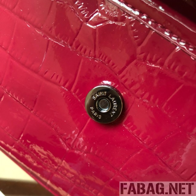 Saint Laurent Niki Baby in Crocodile Embossed Leather 533037 Burgundy 2018 (WMJ-9021835 )