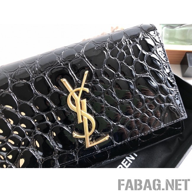Saint Laurent Kate Small in Patent Tortoise Embossed Leather 469390 Black 2019 (KTS-9021837 )