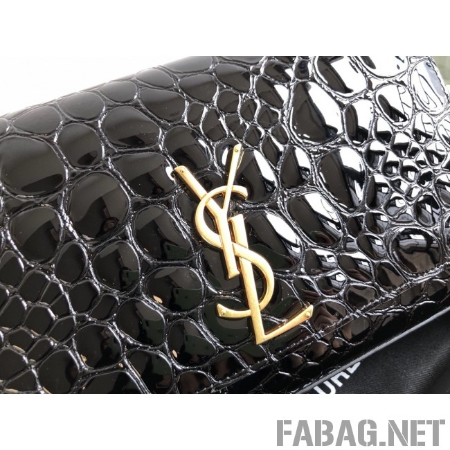 Saint Laurent Kate in Patent Tortoise Embossed Leather 326078 Black 2019 (KTS-9021838 )