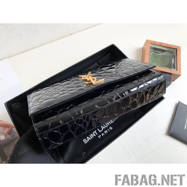 Saint Laurent Kate in Patent Tortoise Embossed Leather 326078 Black 2019 (KTS-9021838 )