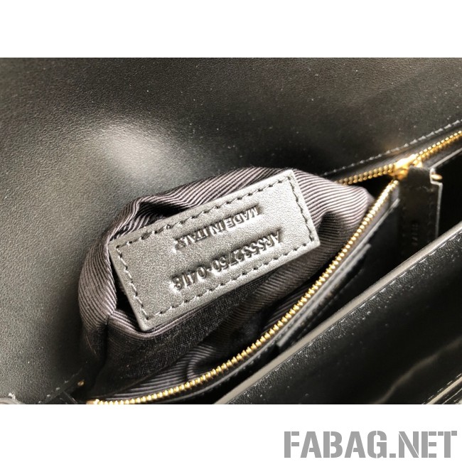 Saint Laurent Cassandra Bag with Monogram Slider in Tortoise Embossed Patent Leather 532750 Black 2019 (KTS-9021840 )