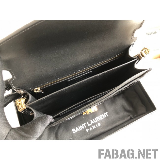 Saint Laurent Cassandra Bag with Monogram Slider in Tortoise Embossed Patent Leather 532750 Black 2019 (KTS-9021840 )