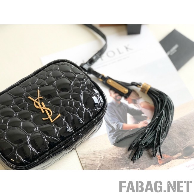Saint Laurent Lou Belt Bag in Tortoise Embossed Patent Leather 557573 Black 2019 (KTS-9021842 )