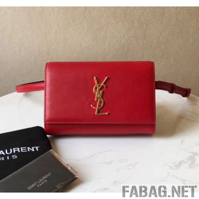 Saint Laurent Kate Belt Bag in Smooth Leather 534395 Red 2018 (JUND-9022302 )