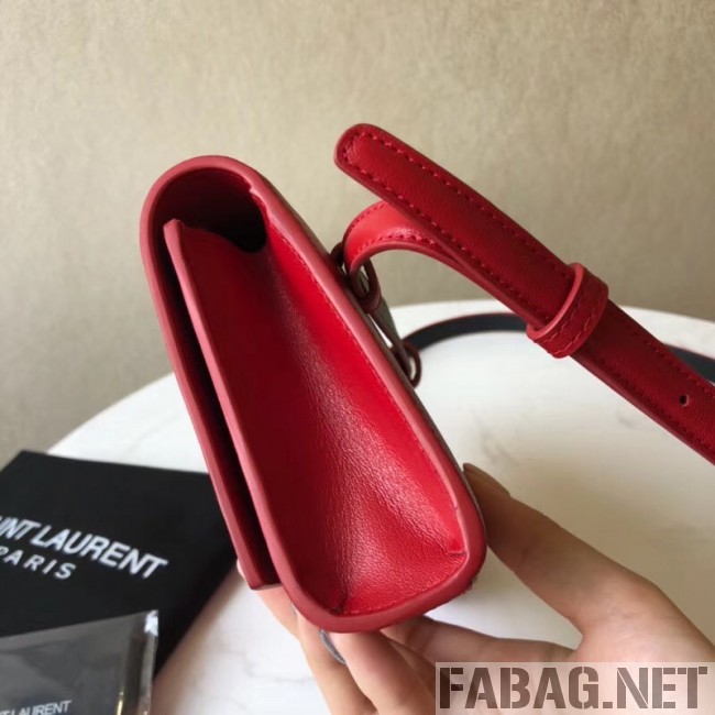 Saint Laurent Kate Belt Bag in Smooth Leather 534395 Red 2018 (JUND-9022302 )