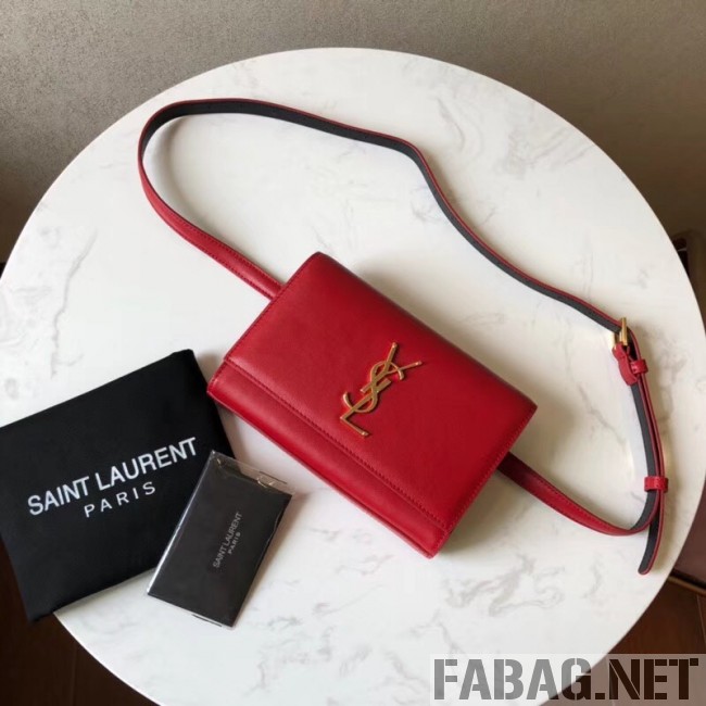 Saint Laurent Kate Belt Bag in Smooth Leather 534395 Red 2018 (JUND-9022302 )