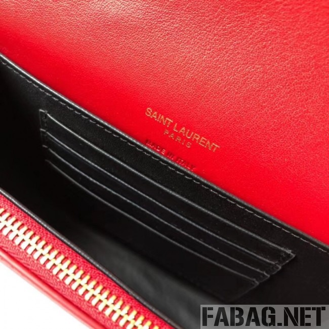 Saint Laurent Kate Belt Bag in Smooth Leather 534395 Red 2018 (JUND-9022302 )