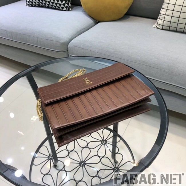 Saint Laurent Victoire Chain Bag in Crinkled Leather 5550850 Brown 2018 (XYD-9022304 )