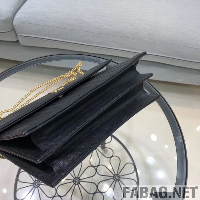 Saint Laurent Victoire Chain Bag in Crinkled Leather 5550850 Black 2018 (XYD-9022305 )