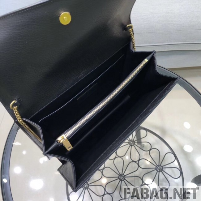 Saint Laurent Victoire Chain Bag in Crinkled Leather 5550850 Black 2018 (XYD-9022305 )