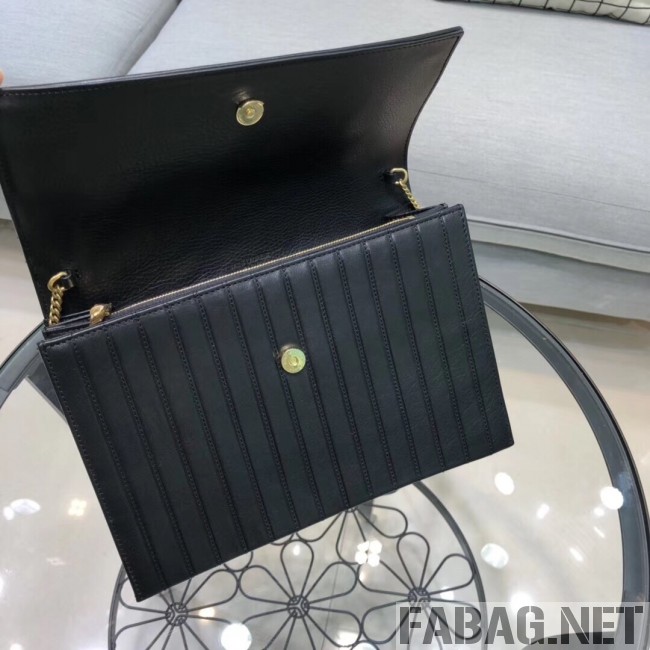 Saint Laurent Victoire Chain Bag in Crinkled Leather 5550850 Black 2018 (XYD-9022305 )