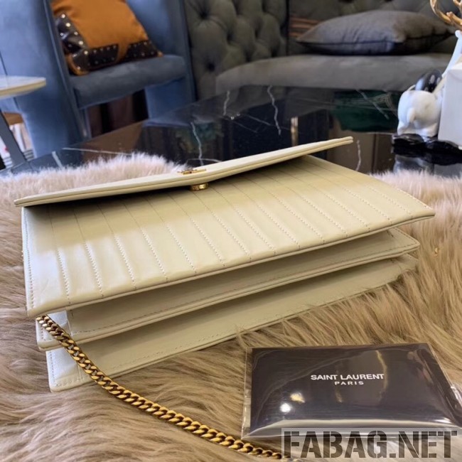 Saint Laurent Victoire Chain Bag in Crinkled Leather 5550850 White 2018 (WMJ-9022306 )