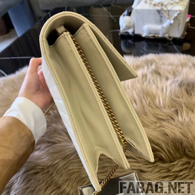 Saint Laurent Victoire Chain Bag in Crinkled Leather 5550850 White 2018 (WMJ-9022306 )