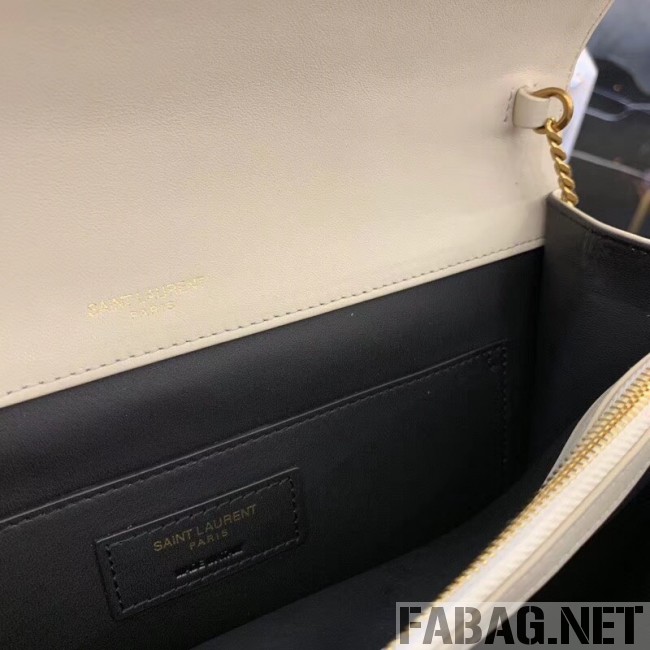 Saint Laurent Victoire Chain Bag in Crinkled Leather 5550850 White 2018 (WMJ-9022306 )