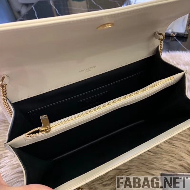 Saint Laurent Victoire Chain Bag in Crinkled Leather 5550850 White 2018 (WMJ-9022306 )